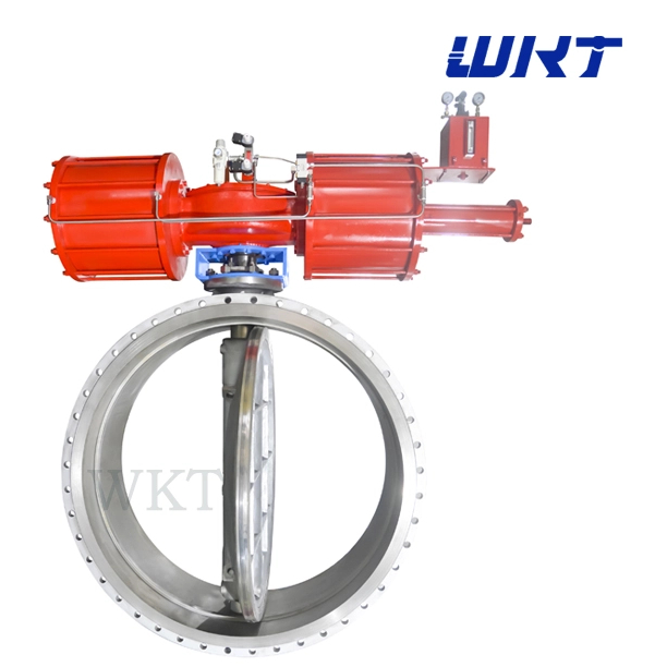 Cast Steel CF8M DN1800 PN16 RF Flange Triple Offset Metal-To-Metal Butterfly Valve With Pneumatic Actuator and Manual Hydraulic Operation